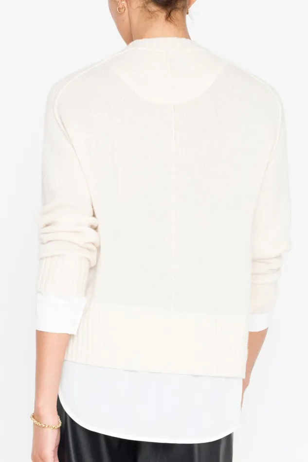 The Parson Crew Looker Almond With White Underlayer Women Brochu Walker Looker Sweaters