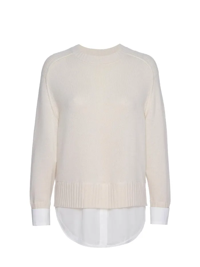 The Parson Crew Looker Almond With White Underlayer Women Brochu Walker Looker Sweaters