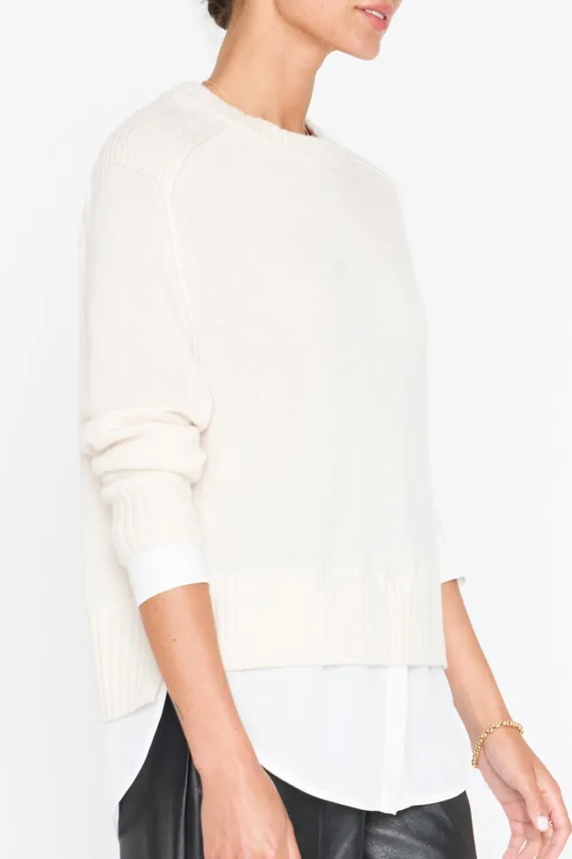The Parson Crew Looker Almond With White Underlayer Women Brochu Walker Looker Sweaters