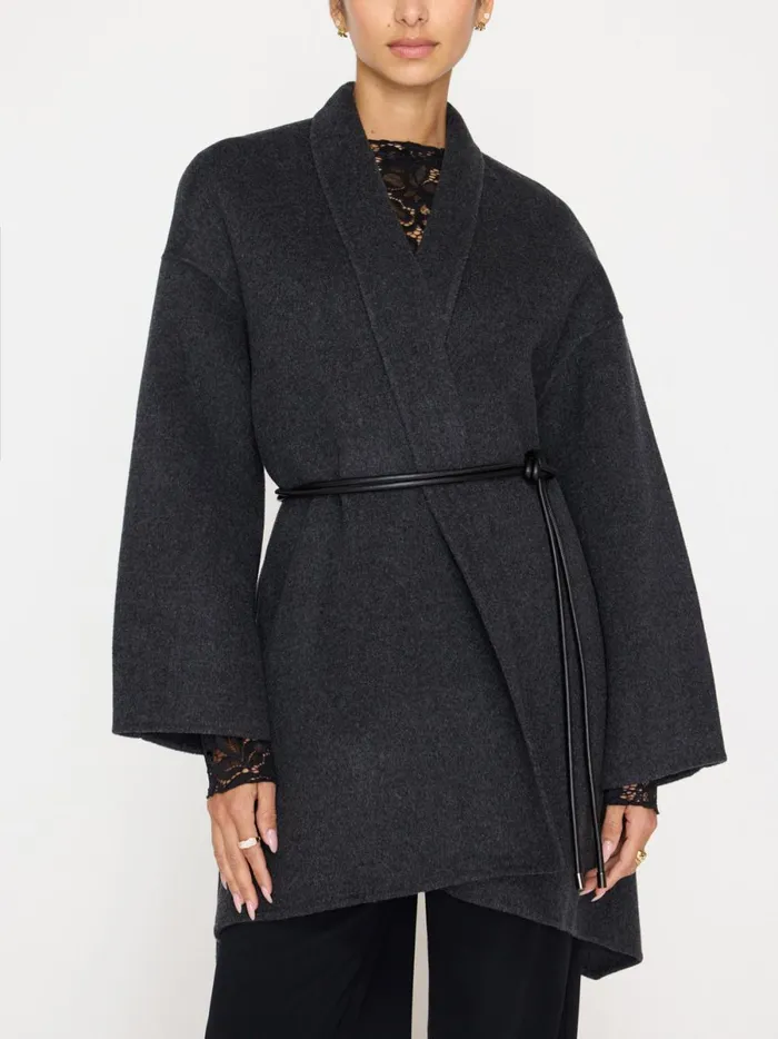 The Wolsey Wrap Coat Dark Charcoal Mlange Women Brochu Walker Jackets and Wraps