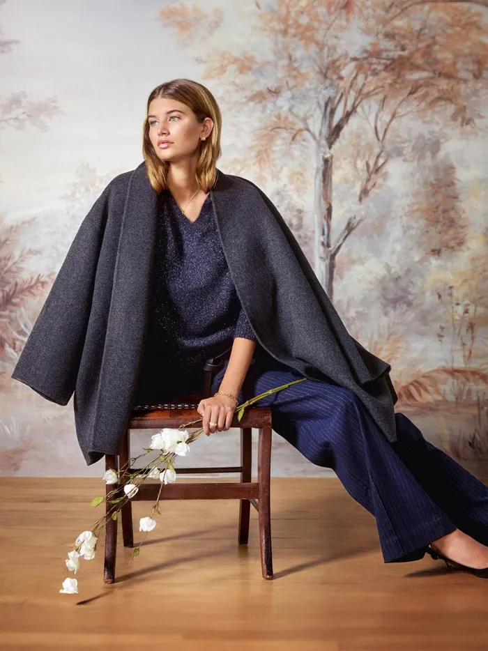 The Wolsey Wrap Coat Dark Charcoal Mlange Women Brochu Walker Jackets and Wraps