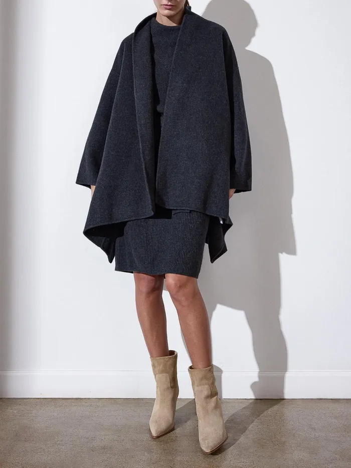 The Wolsey Wrap Coat Dark Charcoal Mlange Women Brochu Walker Jackets and Wraps