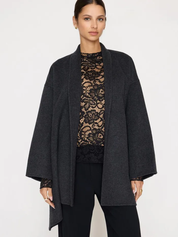 The Wolsey Wrap Coat Dark Charcoal Mlange Women Brochu Walker Jackets and Wraps