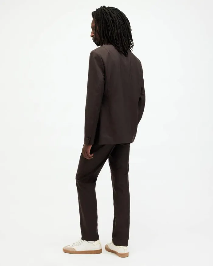 Thorpe Pinstriped Straight Fit Pants Tan Brown Men AllSaints Pants