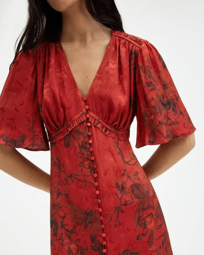Tian Sanibel Jacquard Mini Dress Rust Red Women AllSaints Dresses