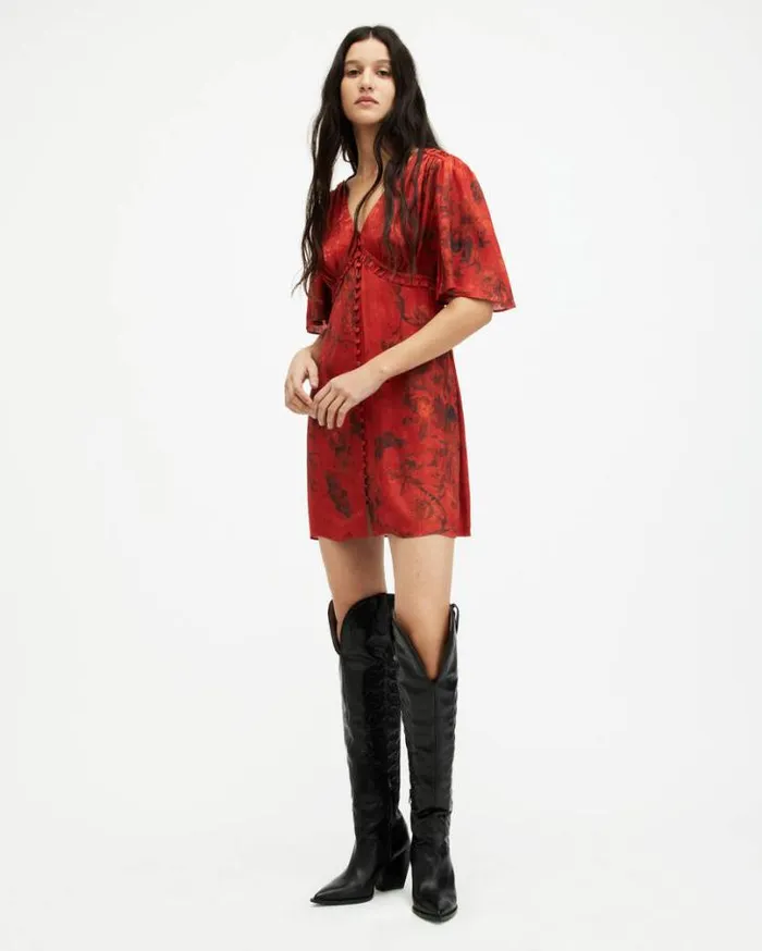 Tian Sanibel Jacquard Mini Dress Rust Red Women AllSaints Dresses