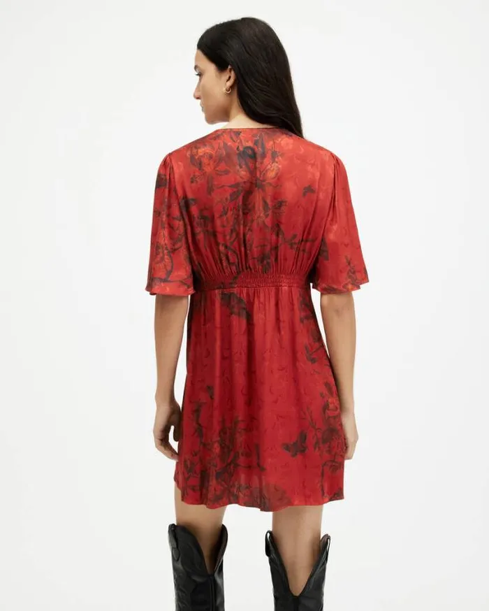 Tian Sanibel Jacquard Mini Dress Rust Red Women AllSaints Dresses