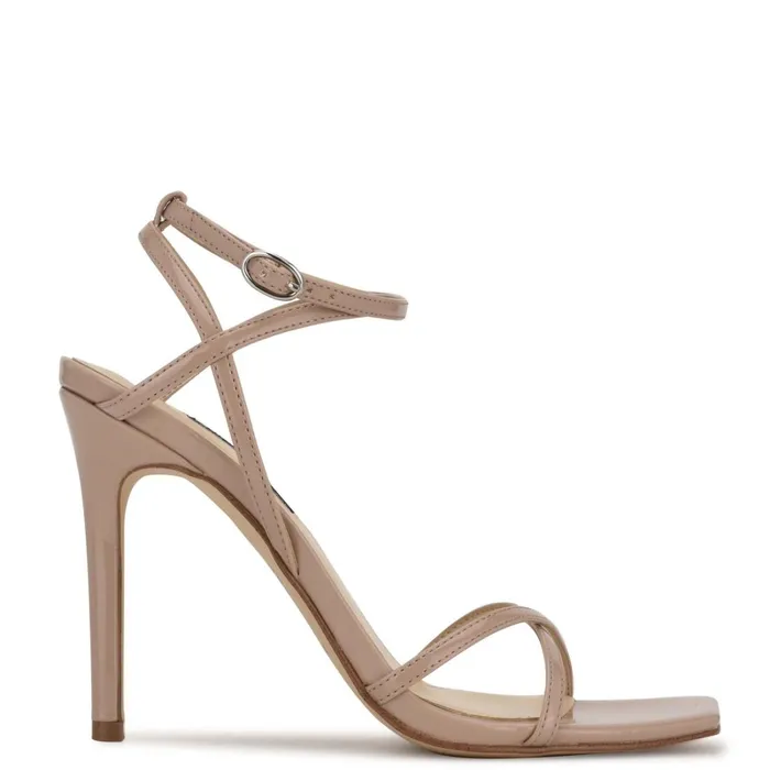 Tidle Ankle Strap Sandals Barely Nude Women Nine West Heeled