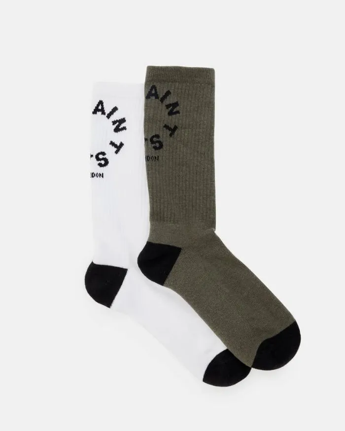 Tierra Logo Socks 2 Pack Whitekhakiblack Men AllSaints Accessories