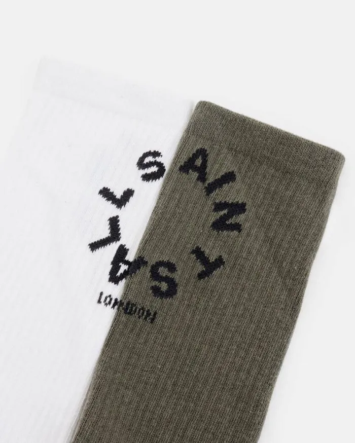 Tierra Logo Socks 2 Pack Whitekhakiblack Men AllSaints Accessories