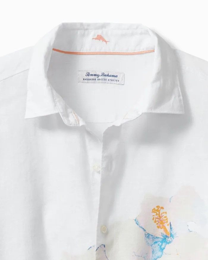 Tommy Bahama Barbados Breeze Monet Gardens StretchLinen Shirt Vintage White Men Shirts
