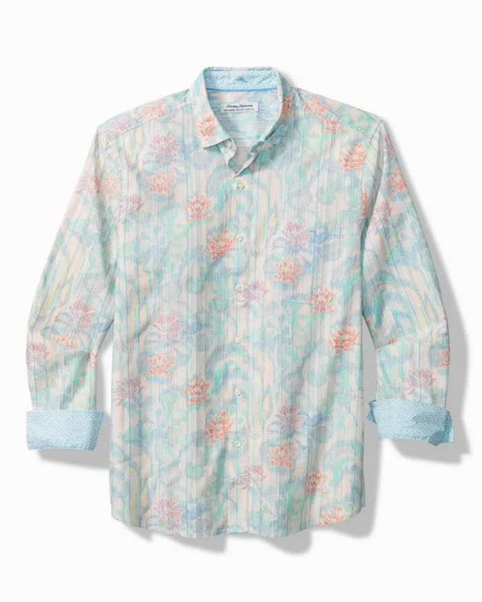 Tommy Bahama Barbados Breeze Why So Koi StretchLinen Shirt Bright Peach Men Shirts