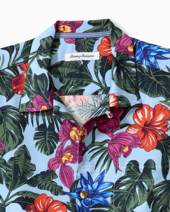Tommy Bahama Big and Tall Garden Of Hope And Courage IslandZone Camp Shirt Aqua Ice Big and Tall Shirts