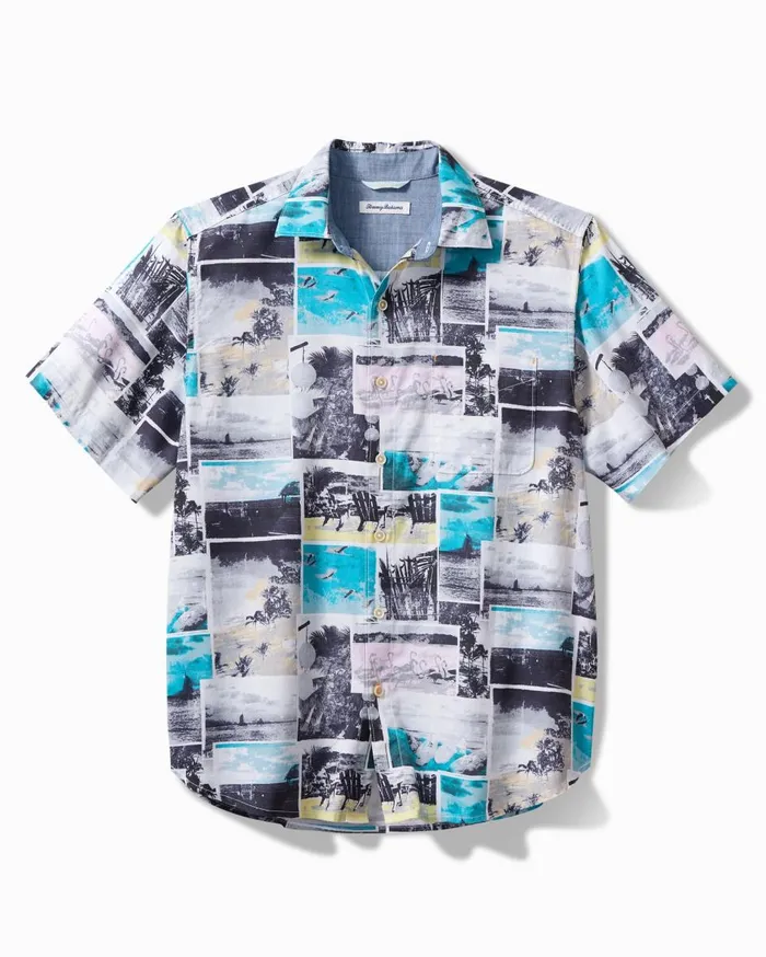 Tommy Bahama Big and Tall Tortola Snapshots ShortSleeve Shirt Tropical Teal Big and Tall Shirts