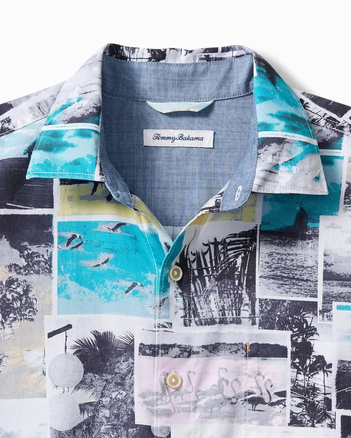 Tommy Bahama Big and Tall Tortola Snapshots ShortSleeve Shirt Tropical Teal Big and Tall Shirts