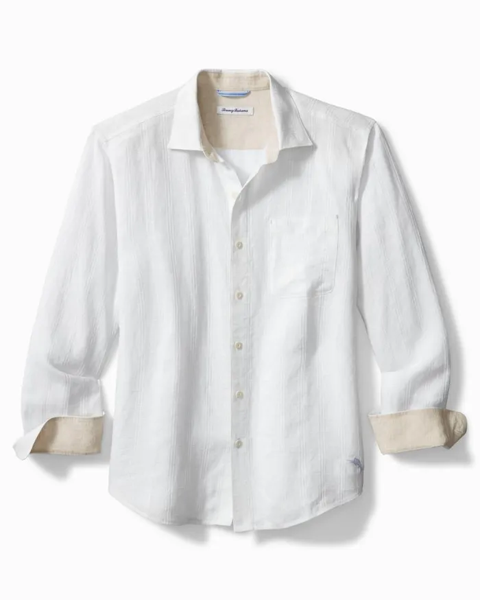 Tommy Bahama Big and Tall Ventana Plaid Linen Shirt White Big and Tall Shirts