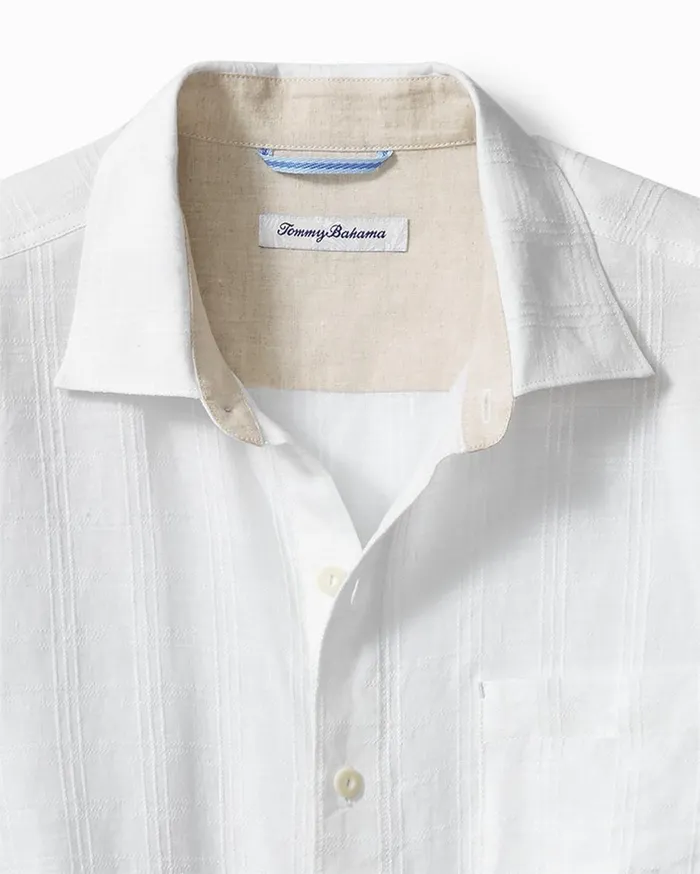 Tommy Bahama Big and Tall Ventana Plaid Linen Shirt White Big and Tall Shirts
