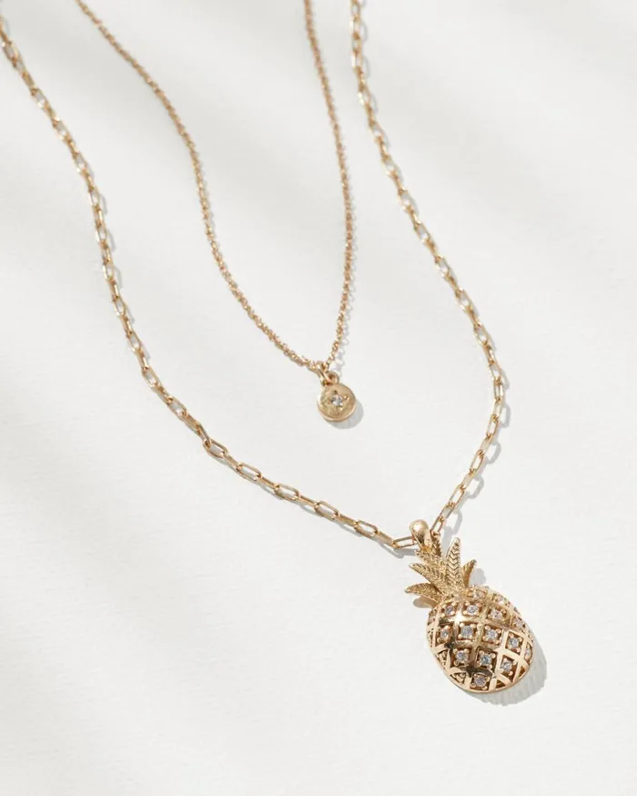 Tommy Bahama Crystal Collection Gold Pineapple Layered Necklace Gold Women Jewelry Collections Tommy Bahama Crystal Collection Gold Pineapple Layered Necklace Gold Women Jewelry Collections