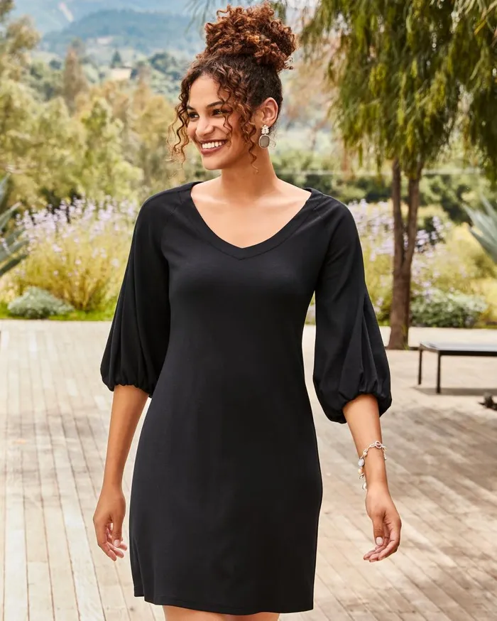 Tommy Bahama Darcy BalloonSleeve Dress Black Women Dresses
