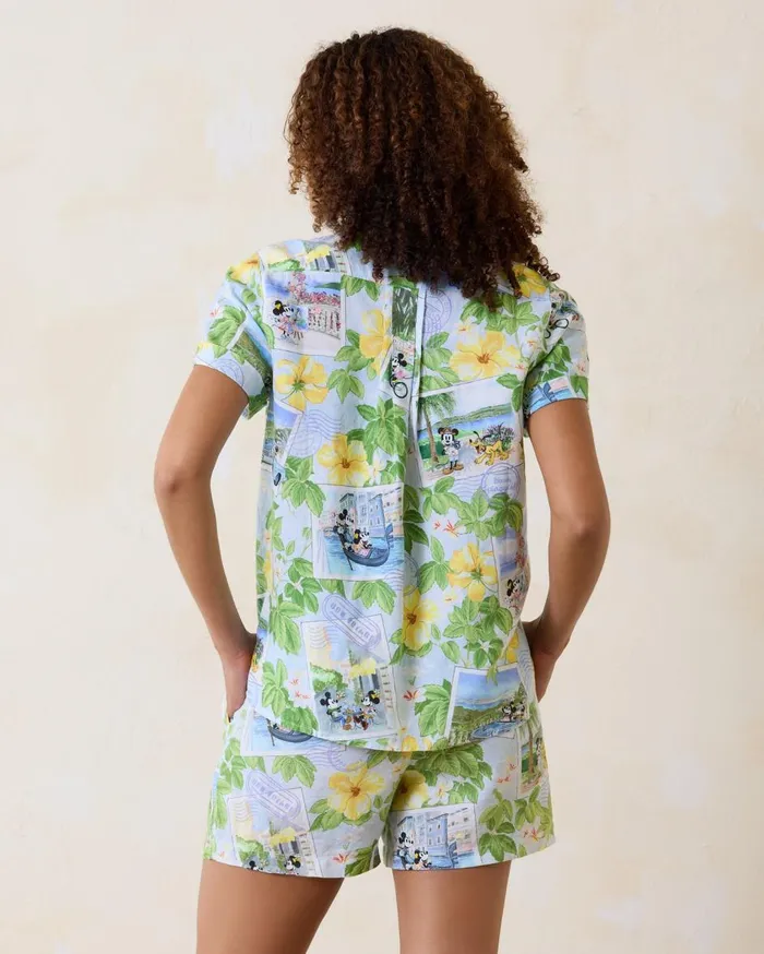 Tommy Bahama Disney Coastalina Postcard To Paradise Linen Camp Shirt Continental Women Tops and Shirts Tommy Bahama Disney Coastalina Postcard To Paradise Linen Camp Shirt Continental Women Tops and Shirts