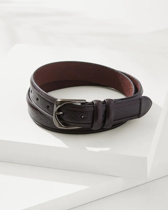 Tommy Bahama Heavy Stitch Leather Belt Brown Men Belts