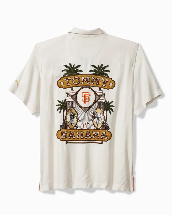 Tommy Bahama MLB Pitcher039s Paradiso Silk Camp Shirt Sanfranciscogiants Men Shirts