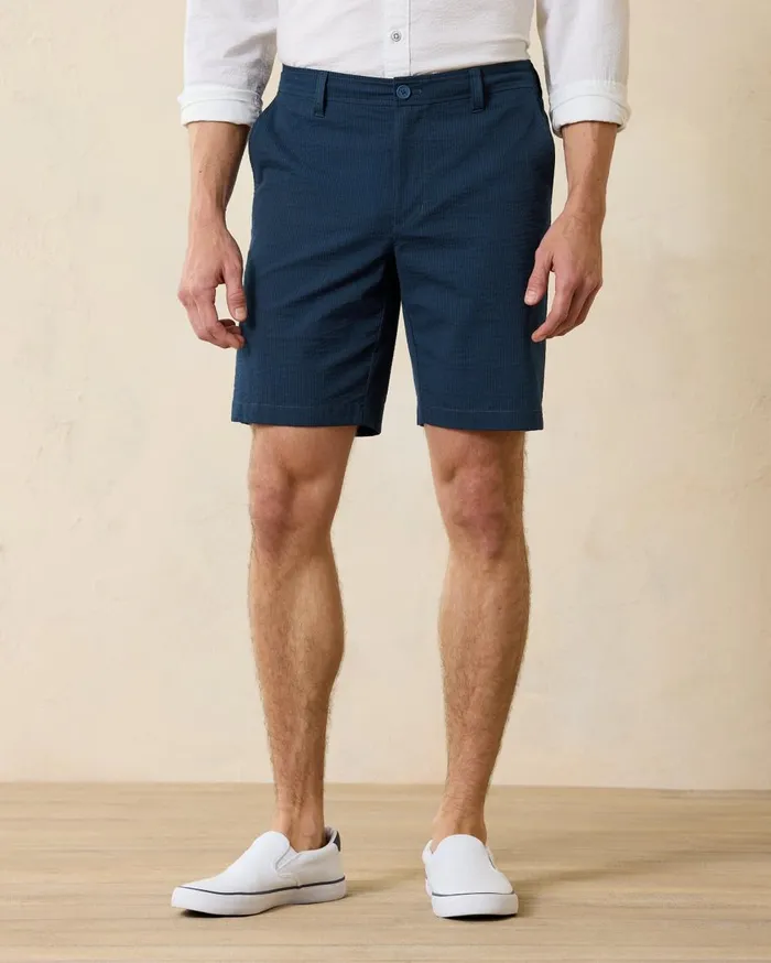 Tommy Bahama Nova Wave Palm Seersucker 9Inch Shorts Dockside Blue Men Shorts
