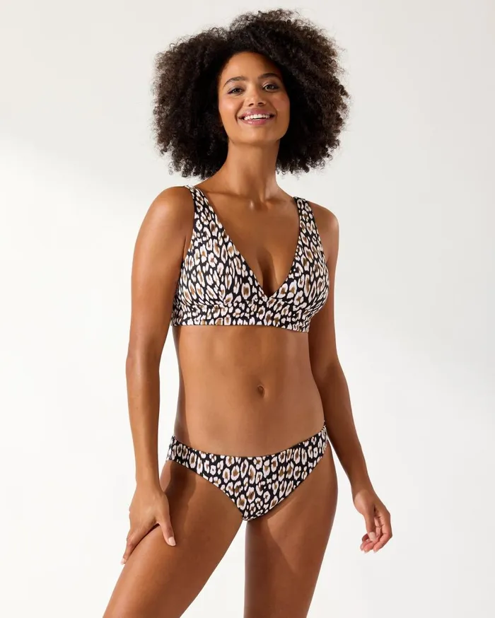 Tommy Bahama Palm Modern Safari Cat OvertheShoulder VNeck Bikini Top Black Women Bikini Tops Tommy Bahama Palm Modern Safari Cat OvertheShoulder VNeck Bikini Top Black Women Bikini Tops