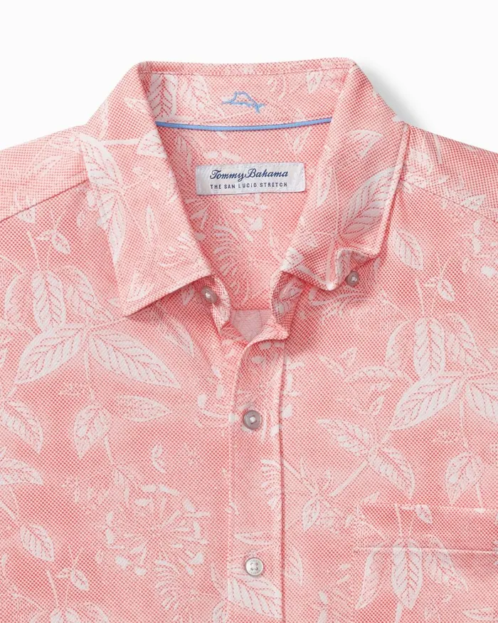 Tommy Bahama San Lucio Coastal Glow Knit Stretch Shirt Pure Coral Men Shirts
