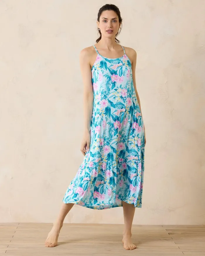 Tommy Bahama Sleeveless Maxi Sleep Nightgown Iced Aqua Women Sleepwear