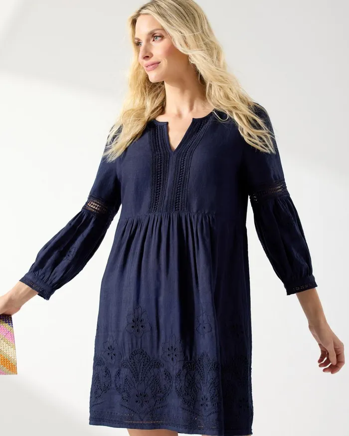 Tommy Bahama St Lucia LinenBlend Coverup Dress Mare Navy Women Dresses