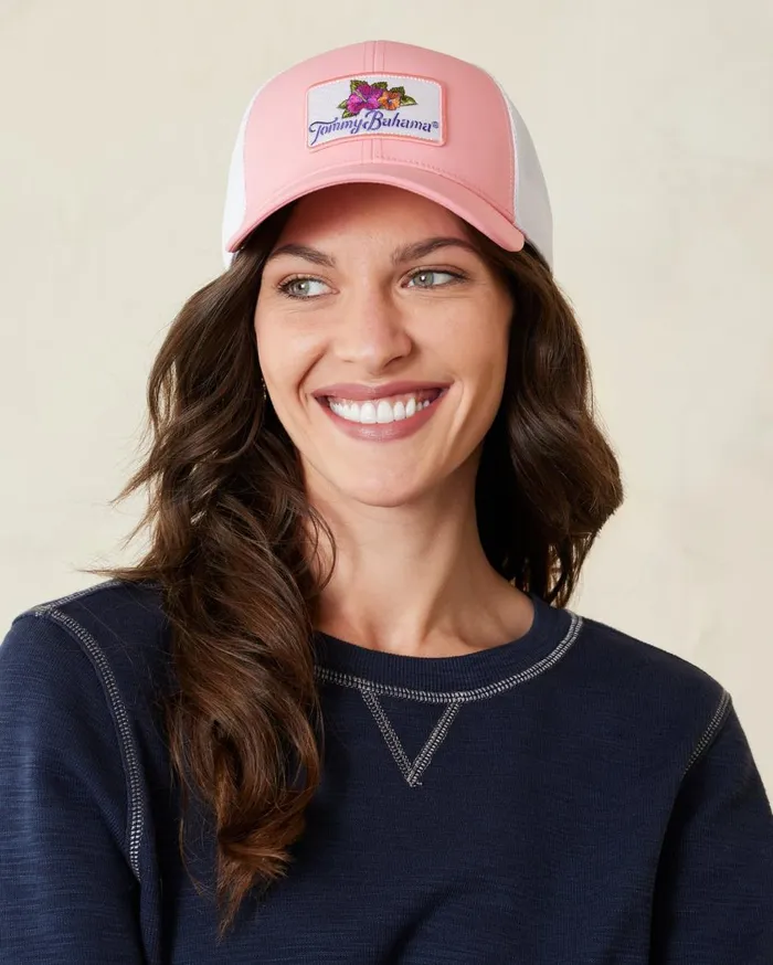 Tommy Bahama The Tropic Cays Floral Cap White Women Hats and Caps