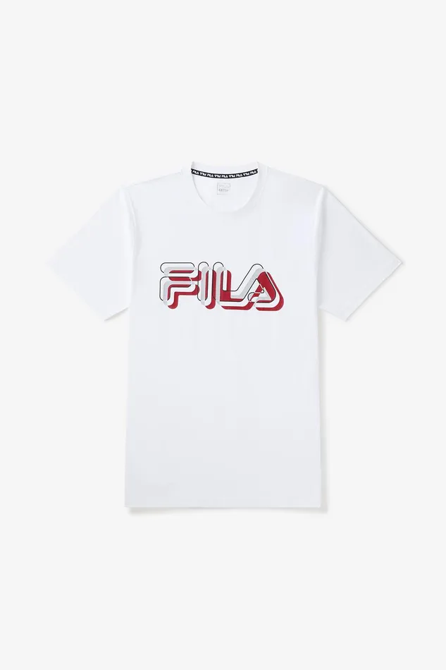 Tops and TShirts Men Fila Short Sleeve Graphic Tee 105 Whitehighriserio Redblack