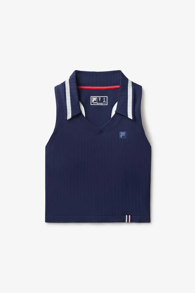 Tops and TShirts Women Fila Challenger Seamless Polo Tank 488 Filanavyfilaredgardenia