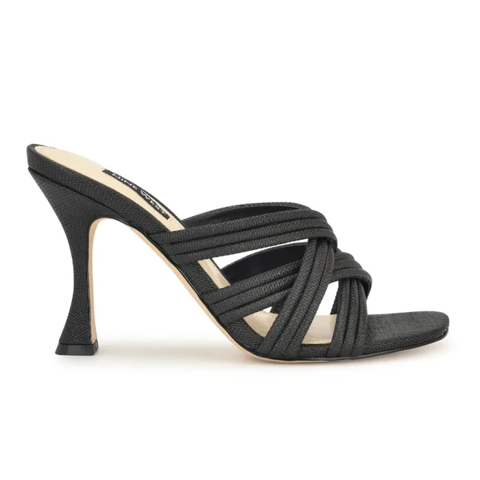 Tracee Heeled Slide Sandals Black Women Nine West Dress
