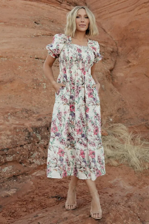 Tulsa Smocked Dress Cream Pink Women Baltic Born Maxi Dresses