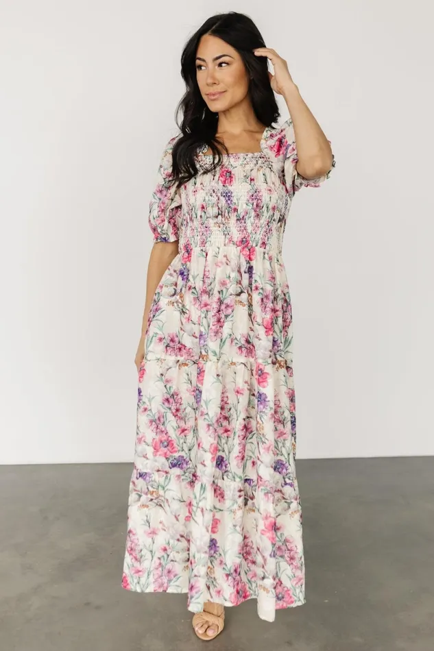 Tulsa Smocked Dress Cream Pink Women Baltic Born Maxi Dresses Tulsa Smocked Dress Cream Pink Women Baltic Born Maxi Dresses
