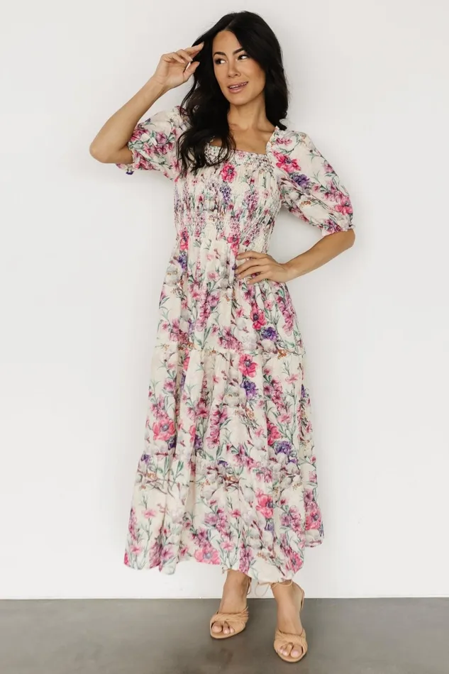 Tulsa Smocked Dress Cream Pink Women Baltic Born Maxi Dresses Tulsa Smocked Dress Cream Pink Women Baltic Born Maxi Dresses