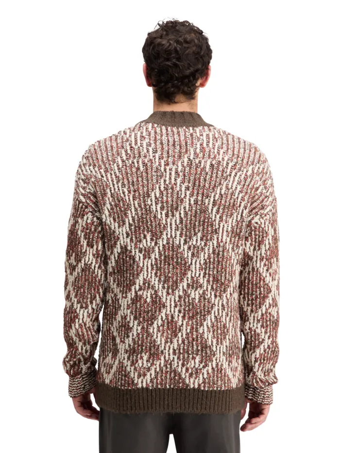 TURTLE NECK JACQUARD EXTRA DROPPED SHOULDER SWEATER Brown Melange Men Scotch and Soda Knitwear TURTLE NECK JACQUARD EXTRA DROPPED SHOULDER SWEATER Brown Melange Men Scotch and Soda Knitwear