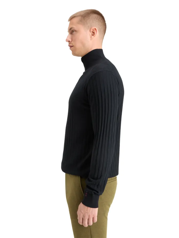 TURTLE NECK REGULAR FIT RELIEF STITCH SWEATER Black Men Scotch and Soda Knitwear TURTLE NECK REGULAR FIT RELIEF STITCH SWEATER Black Men Scotch and Soda Knitwear