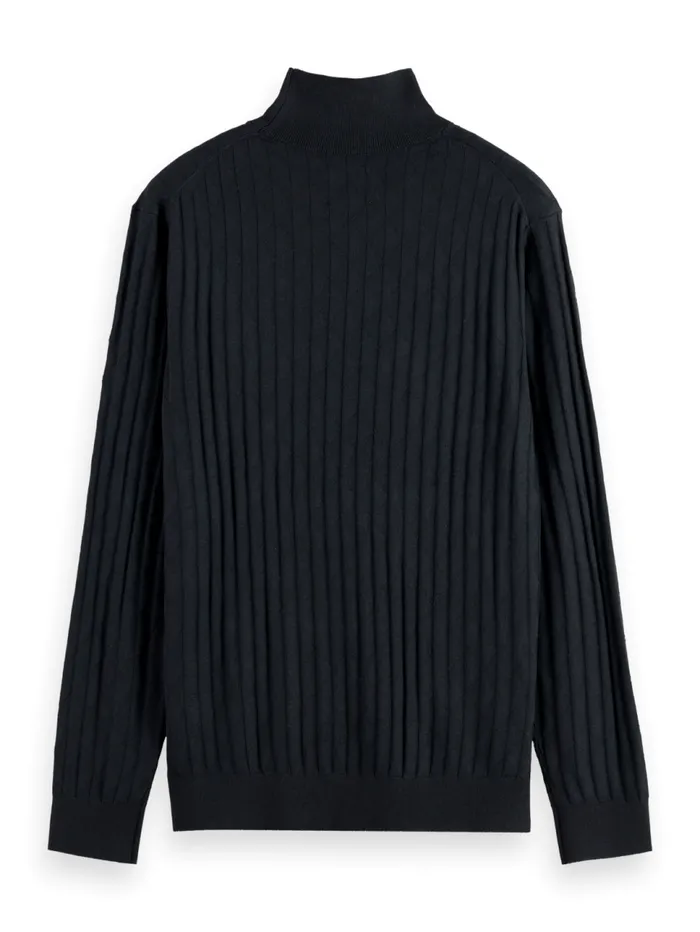 TURTLE NECK REGULAR FIT RELIEF STITCH SWEATER Black Men Scotch and Soda Knitwear TURTLE NECK REGULAR FIT RELIEF STITCH SWEATER Black Men Scotch and Soda Knitwear