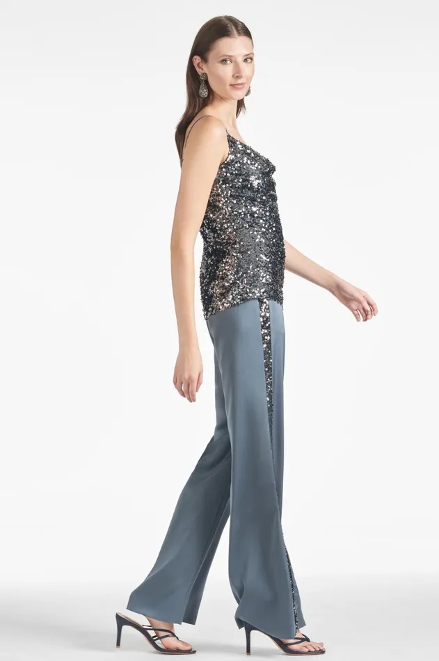 Tuxedo Sequin Alli Pant 8211 Gunmetal Women Sachin and Babi Pants and Jumpsuits
