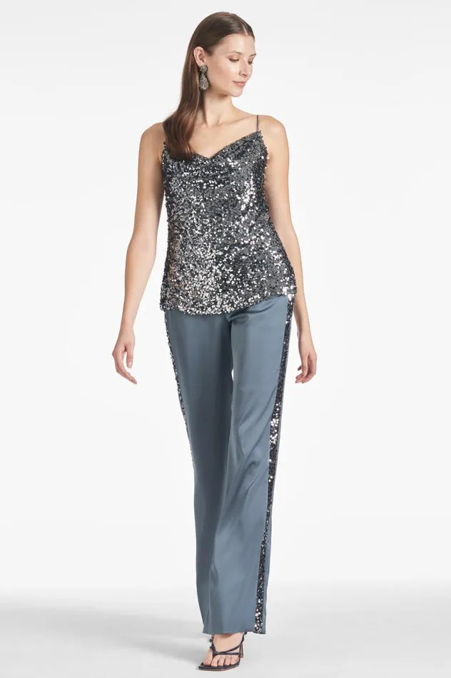 Tuxedo Sequin Alli Pant 8211 Gunmetal Women Sachin and Babi Pants and Jumpsuits