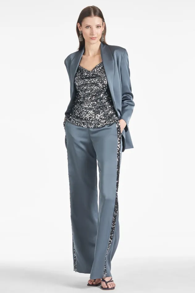 Tuxedo Sequin Alli Pant 8211 Gunmetal Women Sachin and Babi Pants and Jumpsuits