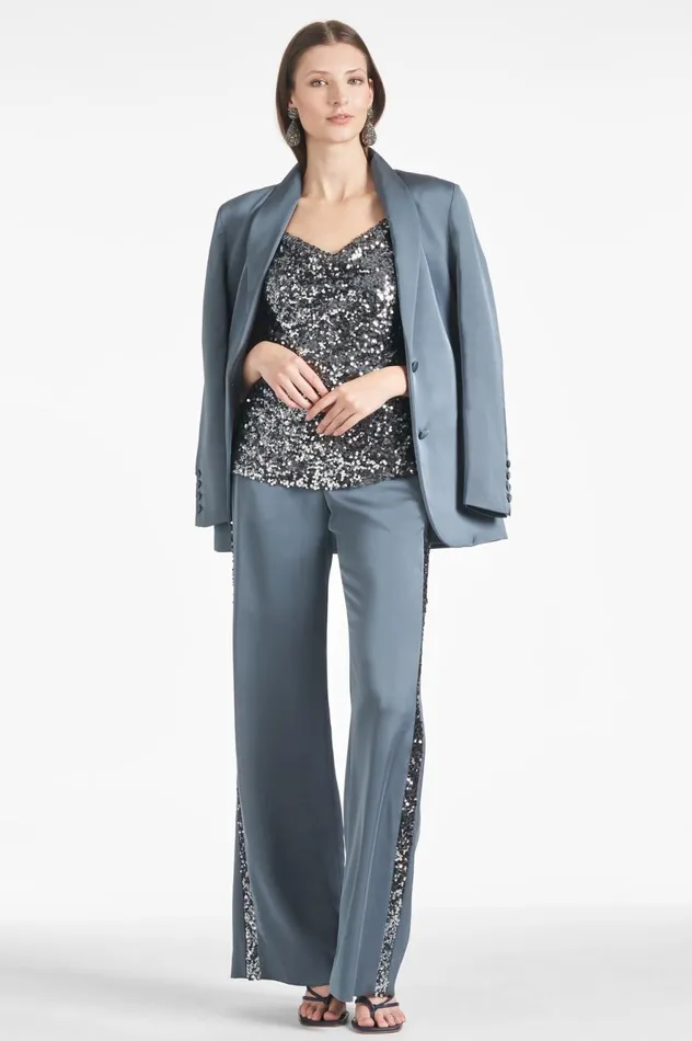 Tuxedo Sequin Alli Pant 8211 Gunmetal Women Sachin and Babi Pants and Jumpsuits