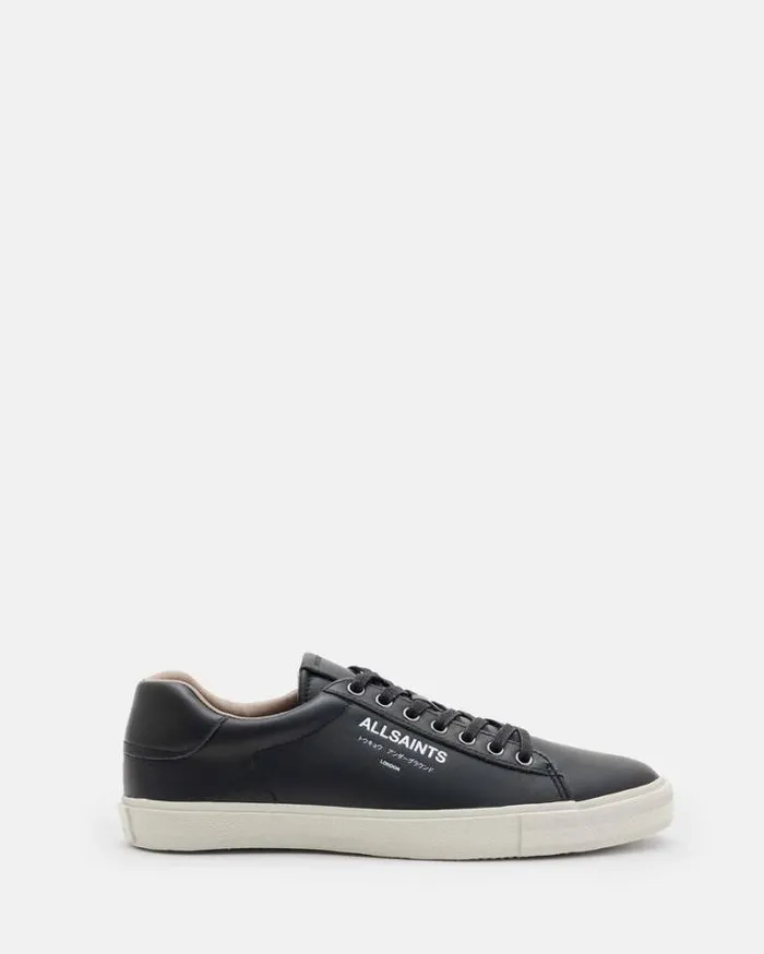 Underground Leather Low Top Sneakers Black Men AllSaints Shoes and Boots