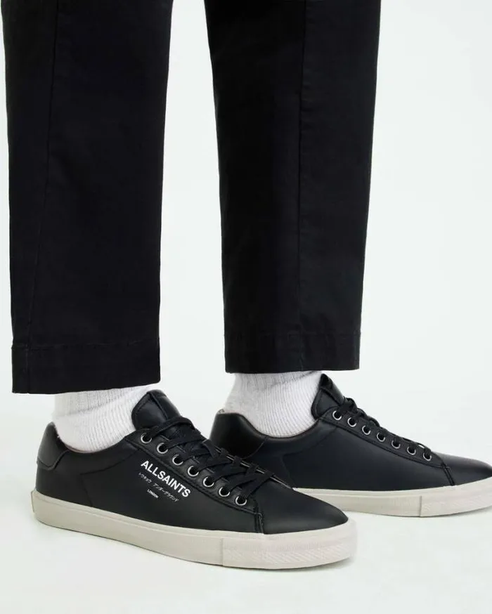 Underground Leather Low Top Sneakers Black Men AllSaints Shoes and Boots