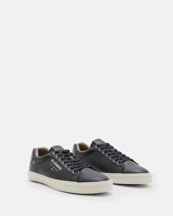 Underground Leather Low Top Sneakers Black Men AllSaints Shoes and Boots