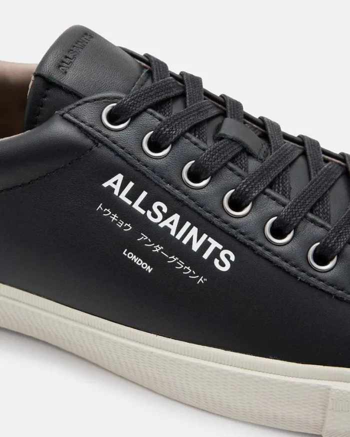 Underground Leather Low Top Sneakers Black Men AllSaints Shoes and Boots