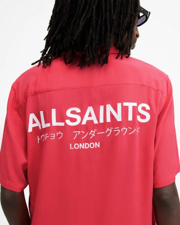 Underground Logo Relaxed Fit Shirt Hot Pink Men AllSaints Shirts